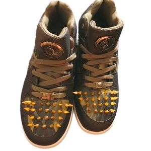 New Baby Phat Glitter Sneakers in Green/Camouflage With Spikes